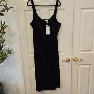 Black Velvet Slip Dress with Tag